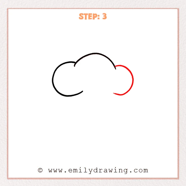 how to draw a chefs hat - Step 3 completes the puffy top of the chef’s hat by adding a rounded right-side bump to close the cloud-like outline.